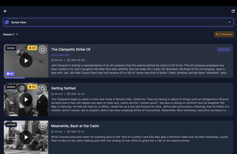 Series episode view