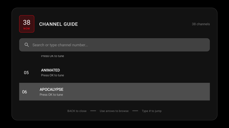 TV channel guide
